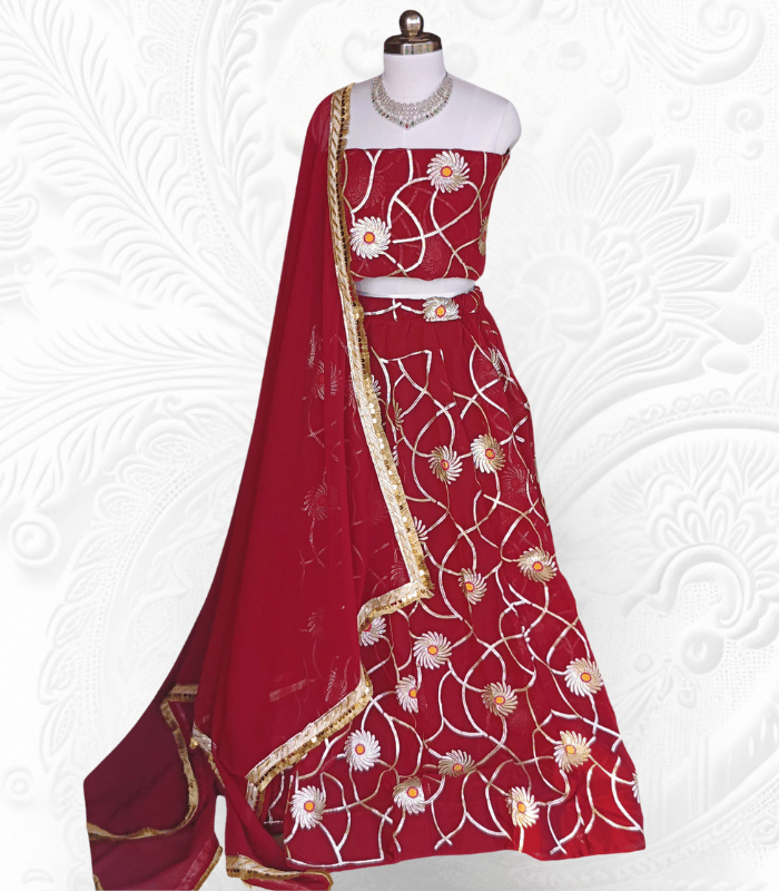 Elegant Georgette Lehenga with Gotta Patti Work and Laces